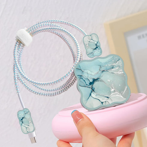CameCosy DIY Phone Charger Cover Storage Sets USB Earphone Wire Saver Cable Organizer with Travel Storage Bag, Soft Cute Cable Protector Phone Cha...
