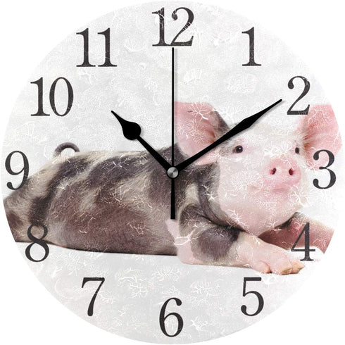 Wall Clock Arabic Numerals Design Cute Wet Shitzu Dog Round Wall Clock for Living Room Bathroom Home Decorative (pattern6)...