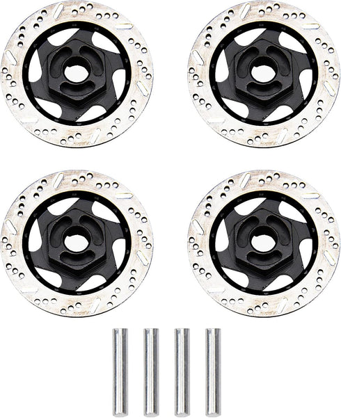 4Pack ShareGoo Metal 12mm Hex Hub Wheel Rim Tires Brake Disc Compatible with Traxxas Tamiya HSP HPI Redcat Racing 1/10 RC On-Road Car (Black)...