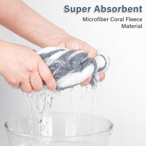 Microfiber Hair Towel Wrap, Quick Dry Hair Turbans with Button, Ultra Soft Thickening Coral Fleece Dry Hair Cap, Anti Frizz Hair Turban Towel for ...