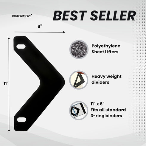 Boomerang Sheet Lifters, Durable, Flat Triangle Shape, 11" x 6", Black, Protect Sheets from Tearing and Curling, Fit Standard 3-Ring Binders, 20-P...