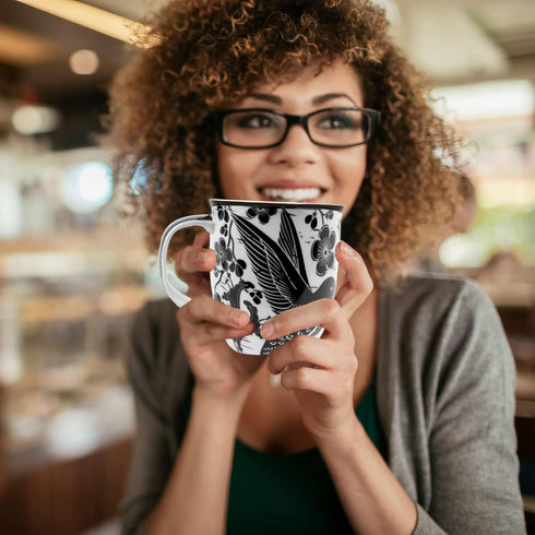 Karma Gifts 16 oz Black and White Boho Mug Hummingbird - Cute Coffee and Tea Mug - Ceramic Coffee Mugs for Women and Men, 1 Count (Pack of 1)...
