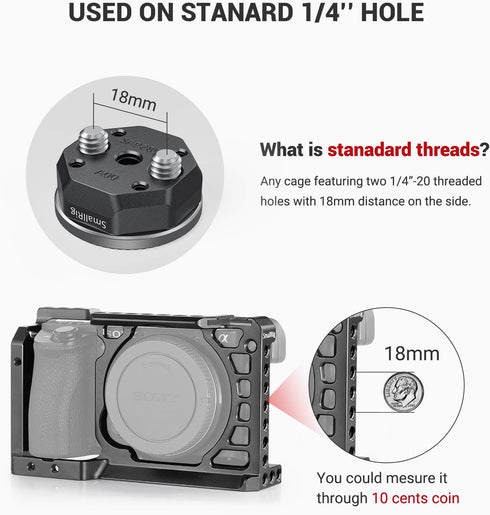 SMALLRIG Standard Rosette Bolt-On Mount (M6 Thread, 31.8 Diameter) for Camera Cage and Accessories - 1939...