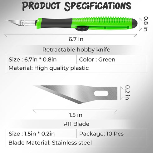 Exacto Knife, 1 Pack Craft Knife with Extra 10 Pcs High Carbon Steel Blades, Sharp Hobby Knives for Crafting, Precision, Exacting for Home and Stu...