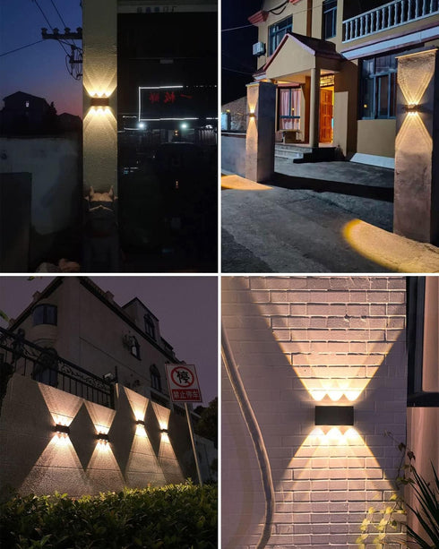 Wall Light Outdoor Solar Powered, IP65 Waterproof Up and Down LED Colorful Solar Wall Lamp with 2000mAh Battery 180LM for Garden, Fence, Front Doo...