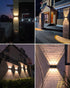 Wall Light Outdoor Solar Powered, IP65 Waterproof Up and Down LED Colorful Solar Wall Lamp with 2000mAh Battery 180LM for Garden, Fence, Front Doo...
