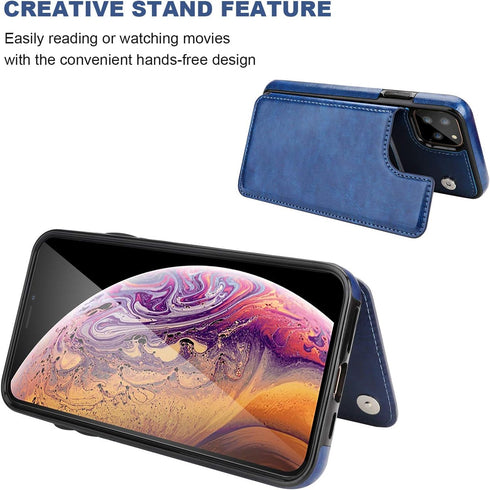 for iPhone 11 Pro Wallet Case with Card Holder,OT ONETOP PU Leather Kickstand Card Slots Case,Double Magnetic Clasp and Durable Shockproof Cover f...