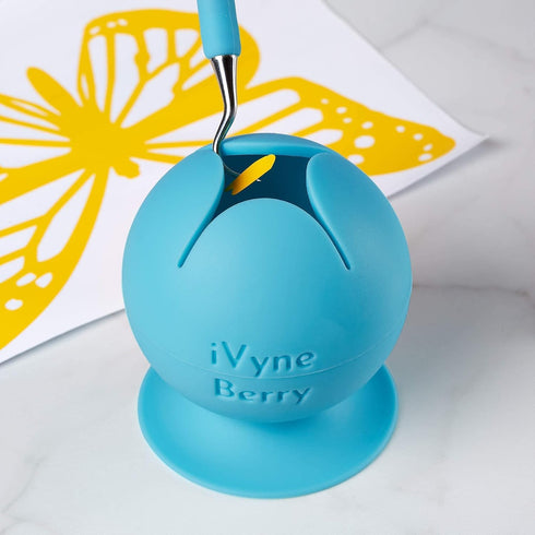 iVyne Berry Suctioned Vinyl Weeding Scrap Collector & Holder for Weeding Tools for Vinyl - Blue...