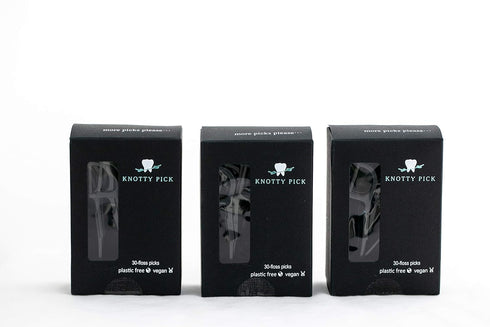 Knotty Floss Bamboo Activated Charcoal with Grapefruit Seed Extract Floss Picks - Eco-friendly, pick is made of natural CORNSTARCH not plastic! Ve...