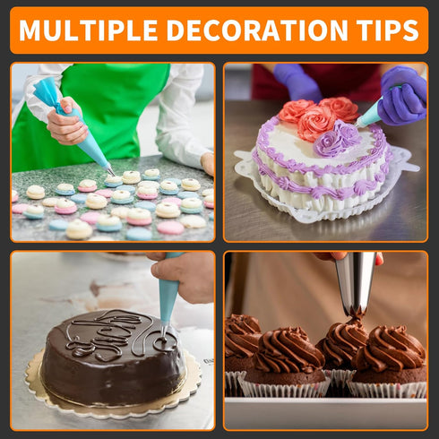 ALLTOP Piping Bags and Tips Set -Ultimate Cake Decorating Supplies Kit - Included 10Pcs Disposable Pastry Bags, 1 Reusable Silicone Bag, 1 Coupler...