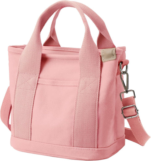 Small Canvas Tote Bag with Zipper, Crossbody Bag Shoulder Bag Handbag Messenger Bag for Women, Shopping, School...