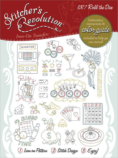 Aunt Martha's Stitcher's Revolution Iron-On Transfers: Roll The Dice...