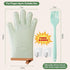Silicone Oven Mitts and Pot Holders Heat Resistant Kitchen Green Oven Mits Mittens Set Ove Oven Gloves Original with Fingers for Grill BBQ Baking ...