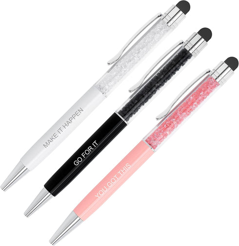 ExpressPen™ Inspirational Crystal Pen Set Motivational Quotes - Girl Boss - Metal Ballpoint Pen Chic Office Decor Gifts for Women Desk Cute Pen Se...
