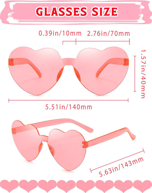 Heart Shaped Sunglasses Rimless Colorful Heart Glasses Bachelorette Party Favors (Mixed Colors)...