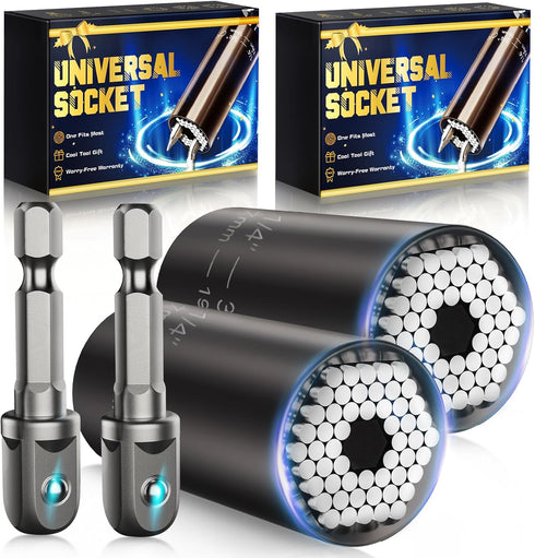 Universal Socket Set - 2 Pack, Chrome Vanadium Steel, 1/4" to 3/4" Range, Great for Home Improvement, Carpentry, Mechanics - Gift Idea...