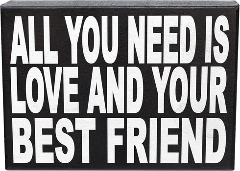 JennyGems Friend Gifts, All You Need is Love and Your Best Friend Wooden Sign, Friendship Gift, Shelf Decor and Wall Hanging, Made in USA...