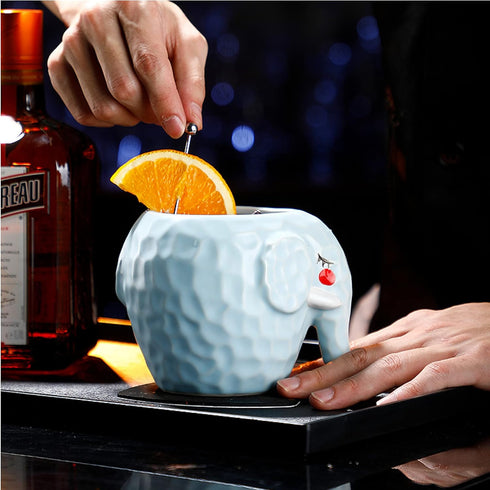 Ceramic Mug elephant Shape Tiki Mugs Set of 2,Tiki Cups,Cute Exotic Cocktail Glasses for Bar Mai Tai, Punch, Pina Colada, and Tropical Drinks...