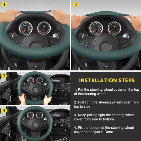Cooling steering wheel coverSuede Steering Wheel Cover, Breathable, Anti-Slip, Warm in Winter and Cool in Summer, Universal 15 inch Standard Size[...