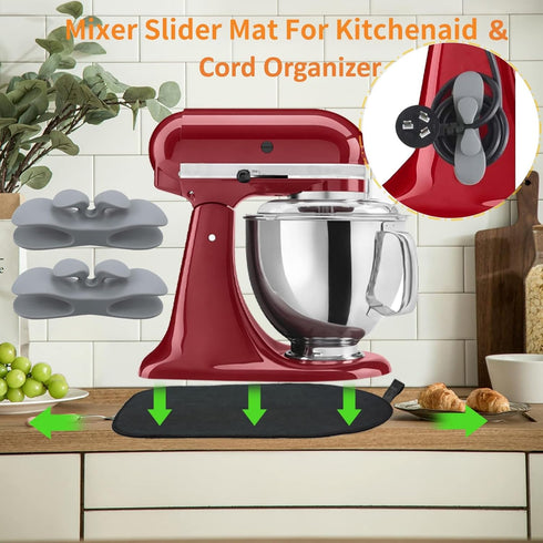 Mixer Slider Mat for Kitchen aid Stand Mixer With 2 Grey Mixer Accessories,Kitchen Appliance Slide Mats Pads Compatible with Kitchen aid 4.5-5 Qt ...