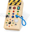 montessori toddler busy board, baby wooden busy board with 8 LED light switches, sensory toys light switch toys travel toys for 1+ year old baby a...