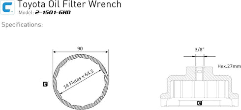 Capri Tools Forged Toyota Oil Filter Wrench, for Toyota/Lexus with 2.5L to 5.7L Engines...