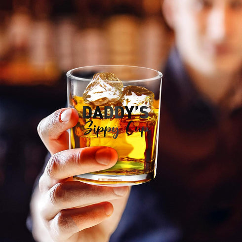 Fathers Day Dad Gifts for New Dad Husband from Daughter Son Wife, 11 OZ Whiskey Glass Birthday Valentines Day Anniversary Christmas Funny Gag Gift...