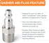 GASHER 1/4-Inch NPT Male Industrial Air Plug,1/4-Inch High Flow Pneumatic Plugs 300PSI (20-Pack)...