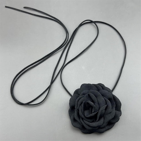 Lace Flower Choker Necklace for Women Girls Handmade Boho Black Blue Camellia Rose Flowers Velvet Floral Lace-up Adjustable Necklace for Wedding B...