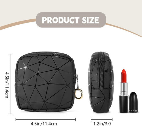 4.5" Mini Makeup Bag for Women, Small Black Cosmetics Bag for Purse, Portable Makeup Pouch with Zipper for Girls (Black, Small)...