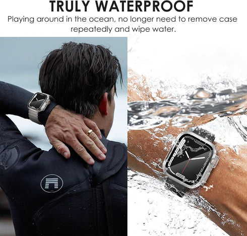 Ultra Look - Fullife 2 in 1 Compatible with Apple Watch Case Series 9 45mm Waterproof Screen Protector, Front & Back Full Protective Bumper Face C...