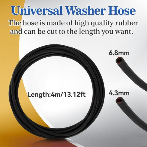 Car Windshield Washer Hose-Hose Kit for Car with 4m Hose 12 Connectors, Wiper Hose,Rubber Hose Connectors Suitable for Most Car Windshield Washers...