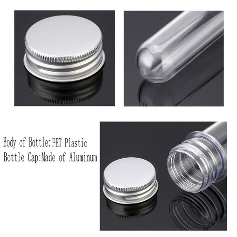 Test Tubes 25x140mm(40ml), Clear Plastic Tubes with Screw Caps for Science Experiment Party Decoration Christmas Birthday Gifts Candy Storage...