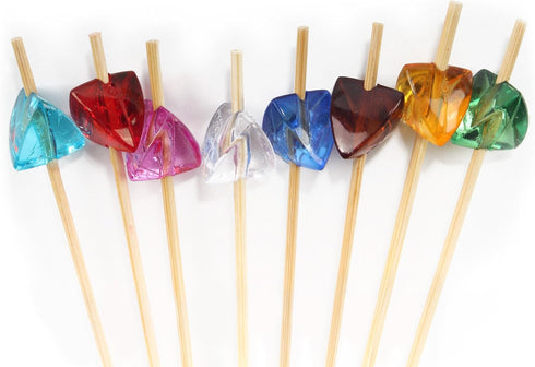 BambooMN 5.9" Decorative Acrylic Gem End Bamboo Cocktail Fruit Sandwich Picks Skewers for Catered Events, Holiday's, Restaurants or Buffets Party ...