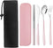 Portable Travel Utensils Set with Case, Pink Reusable Silverware Set, TWUTGAYW 18/8 Stainless Steel Knife Forks Spoons Chopsticks Reusable Travel ...