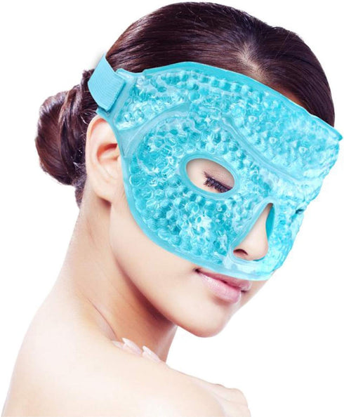 Ice Face/Eye Mask for Woman Man, Heated Warm Cooling Reusable Gel Beads ice Mask with Soft Plush Backing,Hot Cold Therapy for Facial Pain,Sleeping...