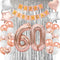 Happy 60th Birthday Decorations for Woman-Complete 60 Party Decor-Rose Gold 60th Birthday Balloons Kit for Women with 40" Giant 60 Number Balloon...