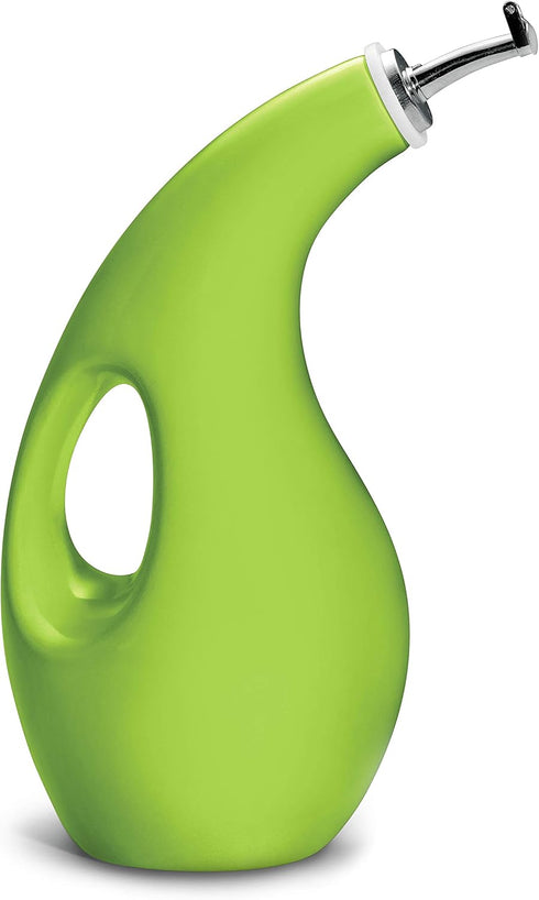 Rachael Ray Solid Glaze Ceramics EVOO Olive Oil Bottle Dispenser with Spout - 24 Ounce, Green...