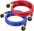 4 FT Rubber Washing Machine Hoses with 90 Degree Elbows by Fetechmate No-Lead Burst-proof Hot and Cold Water Supply Washer Hoses for Washing Machi...