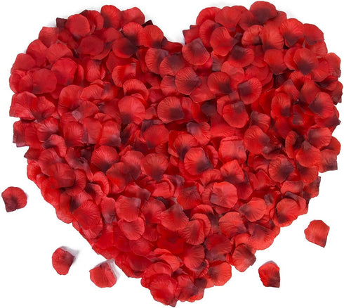 Attmu 3200 Pcs Artificial Rose Petals for Romantic Night, Fake Rose Flower Petals for Wedding, Party, Valentines Day Decorations for The Home (Dar...