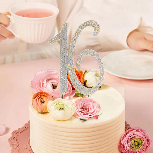 16 Cake Topper Gold Metal Cake Toppers for 16th Birthday or Anniversary Party Cake Decor...