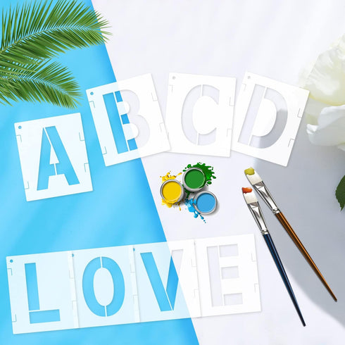 6 Inch Letter Stencils Symbol Numbers Stencil, 68 Pcs Reusable Alphabet Art Craft Templates Interlocking Stencils Kit for Painting on Wood, Wall, ...