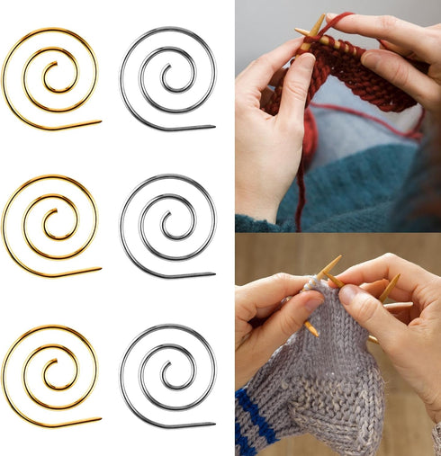 6Pcs Spiral Cable Knitting Needle, Cable Needles for Knitting, Metal Cable Needle, Knitting Needle Stoppers Circular Knitting Needles Knitting Too...