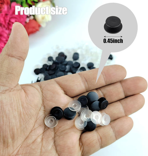 100 Pcs Buckle Plastic Button, 0.45 Inch Clear Black Plastic Buttons for DIY Shoe Back Decoration Shoe Decoration Accessories Wristband Charms DIY...