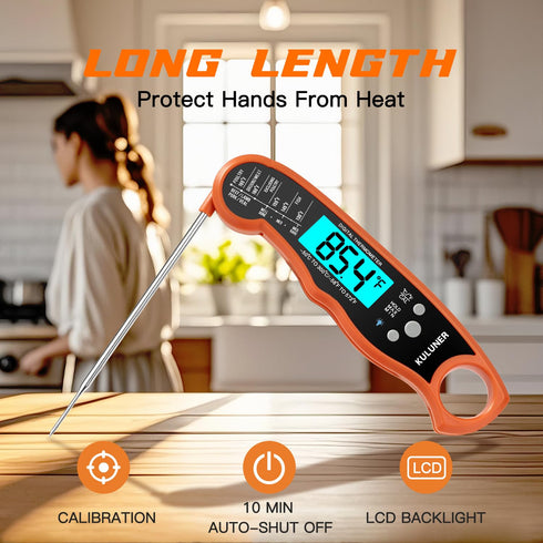 TP-01 Waterproof Digital Instant Read Meat Thermometer with 4.6 Folding Probe Backlight Calibration Function for Cooking Food Candy, BBQ Grill, Li...