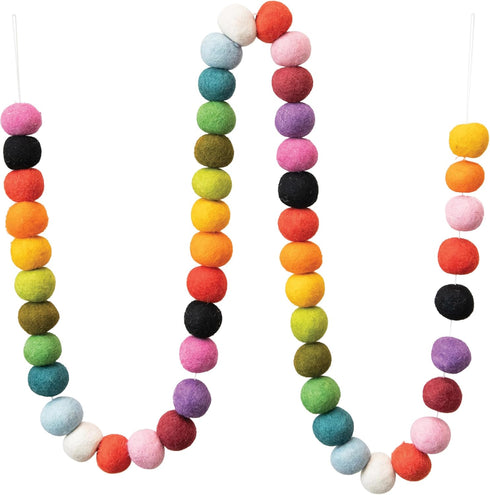 Creative Co-Op Wool Felt Ball Garland, Multi Color...