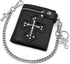 vogueteen Mens Gothic Cross Clasp Black Leather Wallet with Anti-Theft Biker Chain Man Zipper Purse...