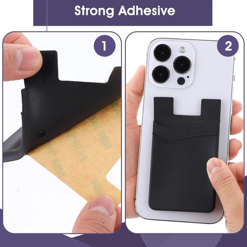 3pcs Phone Card Holder,Phone Pocket,Stick on Phone Wallet, Fits Every Smartphones,Strong Stickiness,Card Holder for Back of Phone,Cell Phone Walle...