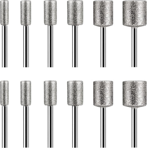 Stone Carving Set Compatible with Dremel, HOMEIDOL 12PCS Diamond Burr Bits for Stone Rocks Jewelry Glass Ceramics (4mm 5mm 6mm 8mm 10mm 12mm)...