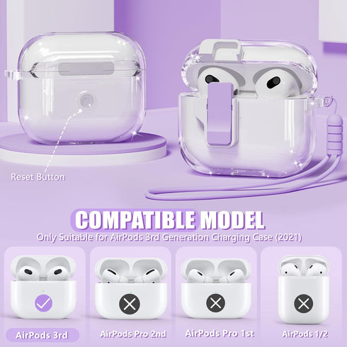 ?with Safety Lock? for AirPods 3rd Generation Case Cover 2021, TPU Clear Case for AirPod Case 3rd Generation with Cleaner Kit & Portable Wrist Str...